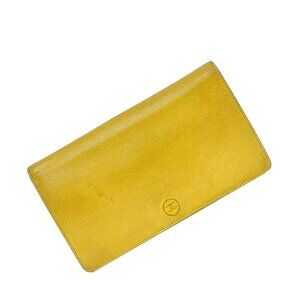 Chanel Bifold Long Wallet Yellow Coco Button